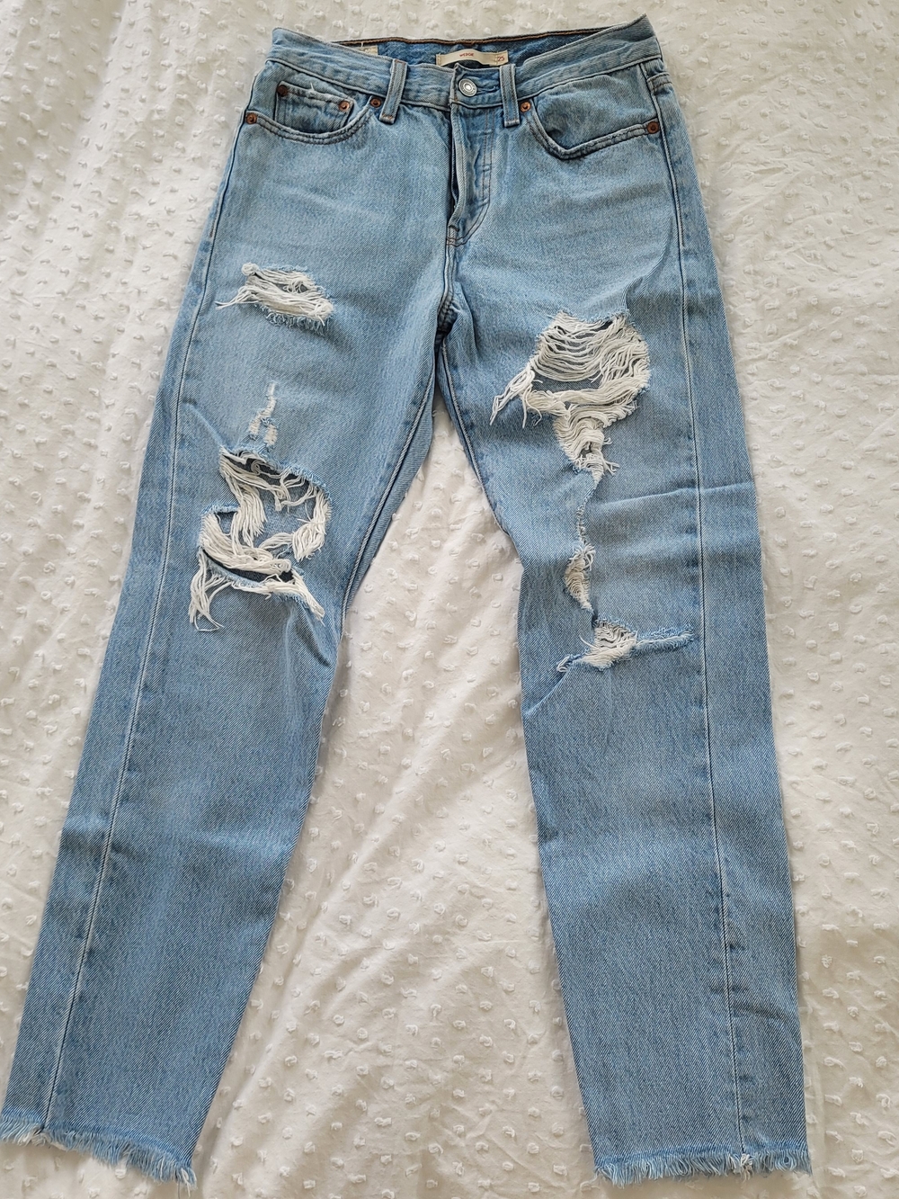 Light Blue Distressed Boyfriend Jeans
